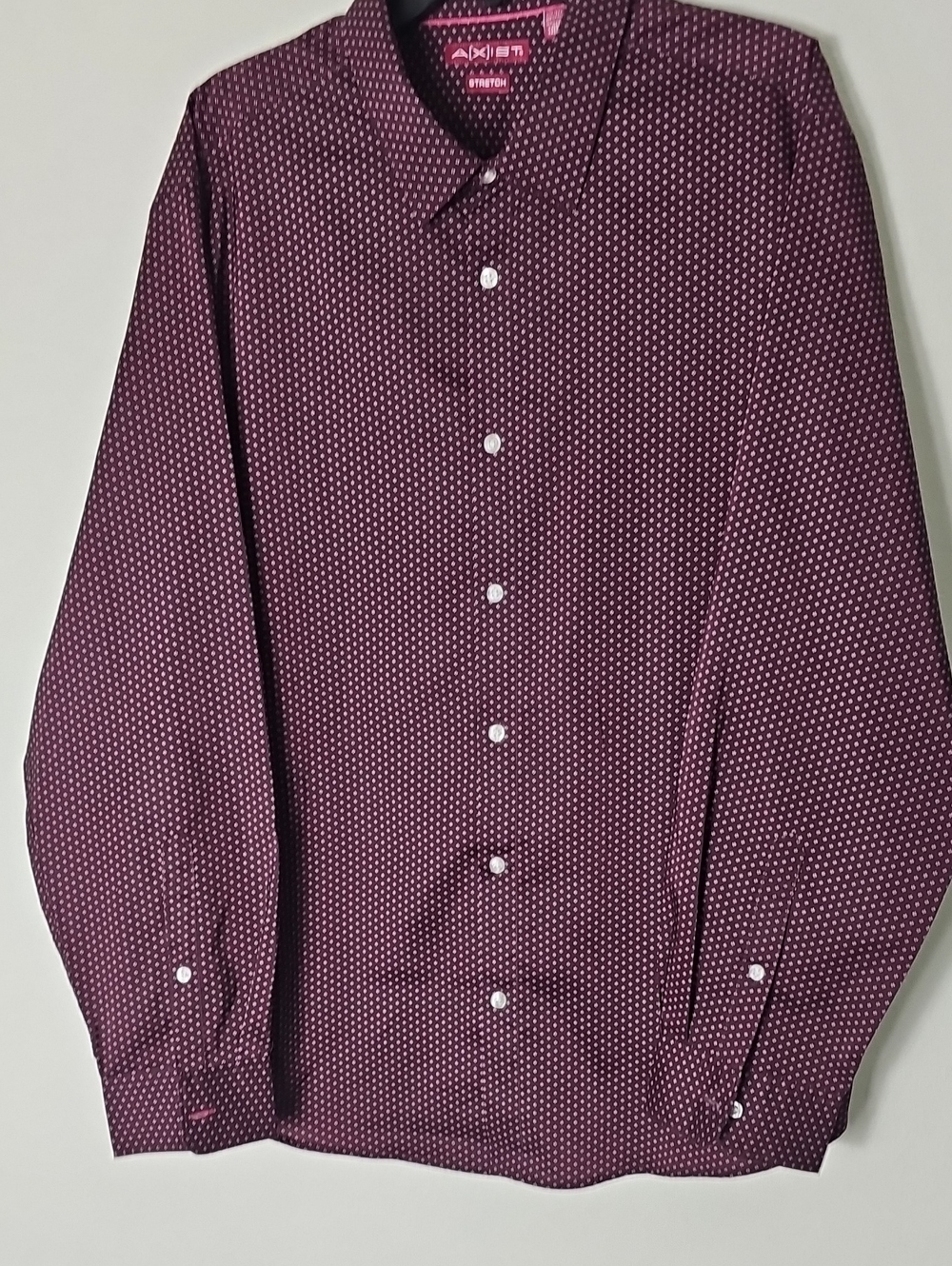 [A]XIST Men's Burgundy Dot-Print Dress Shirt Size XXL
